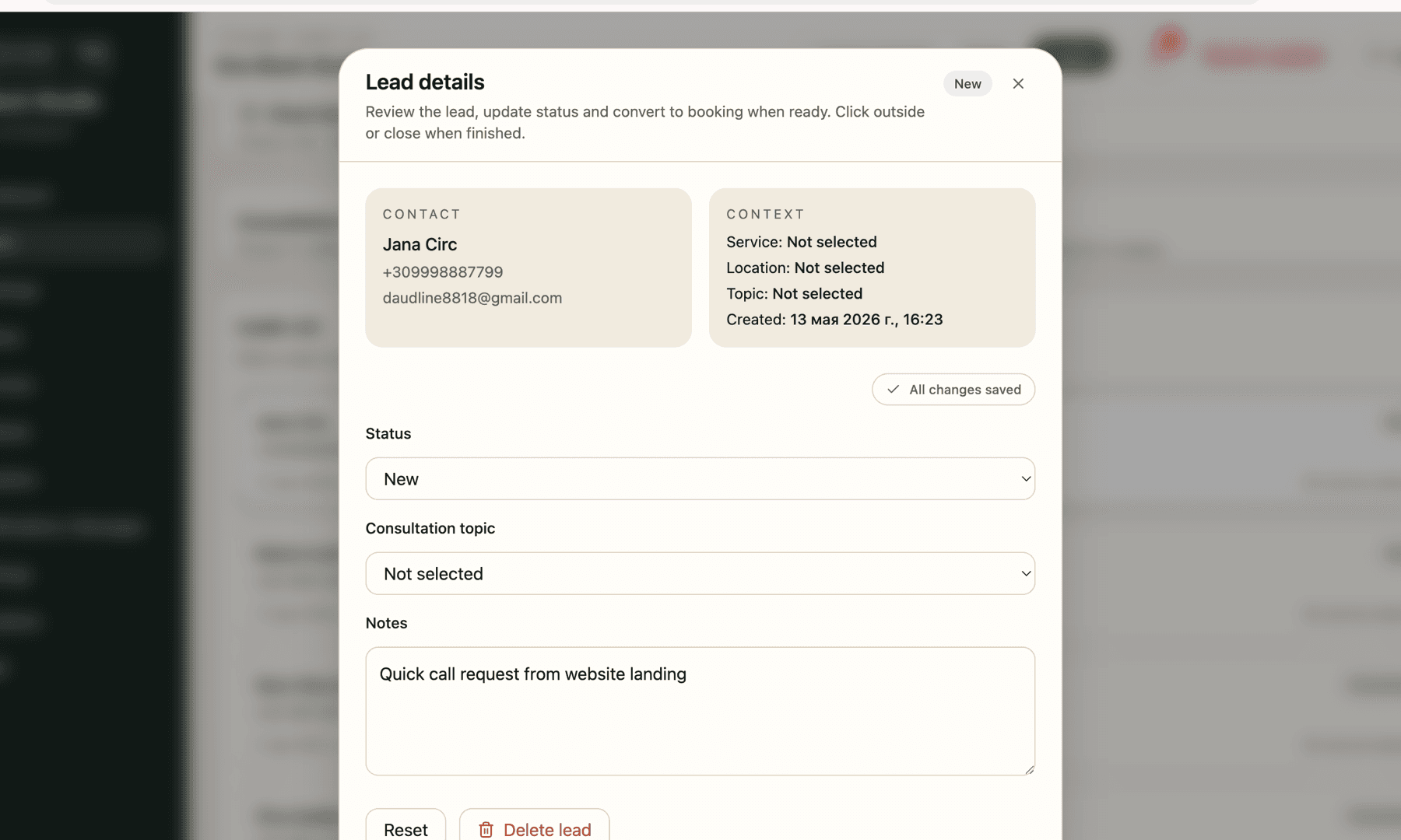 Manage leads and clients